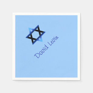 Serviette Jetable Bar Mitzvah étoile de David bleue, personnalisé