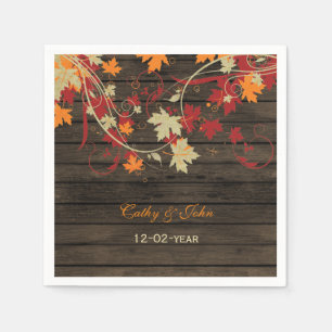 Serviette Jetable Barne Bois Rustique Feuilles Mariage