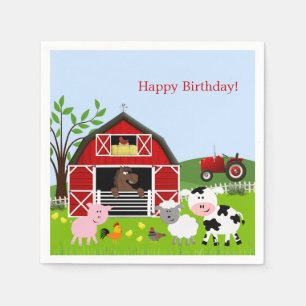Serviette Jetable Barnyard Animaux de ferme Papier d'anniversaire se