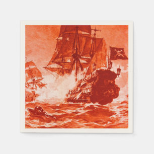 Serviette Jetable BATAILLE DE BATEAU EN rouge