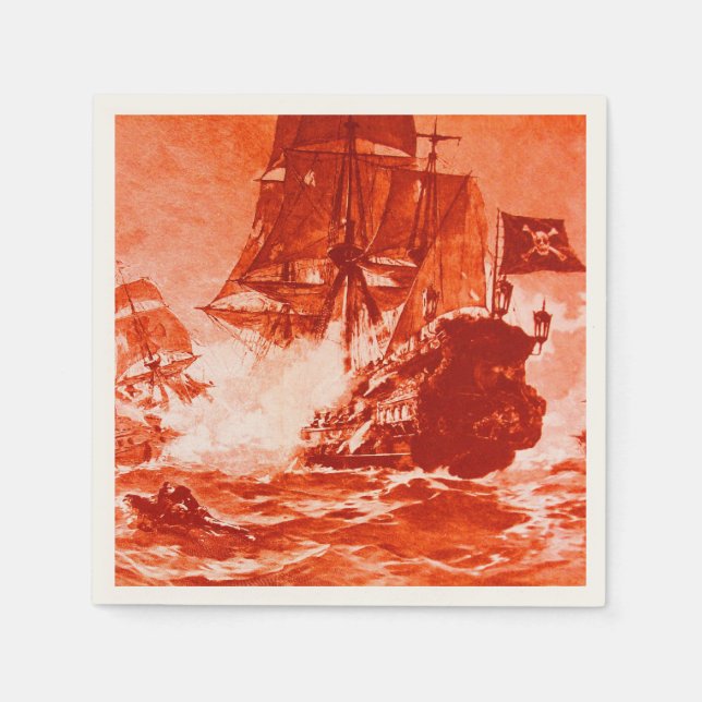 Serviette Jetable BATAILLE DE BATEAU EN rouge (Devant)