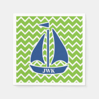 Bateau à voile bleu nautique Personnalisé Chevron 
