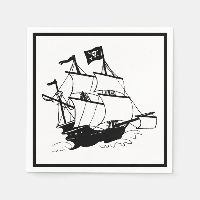 Serviette Jetable Bateau pirate (Devant)