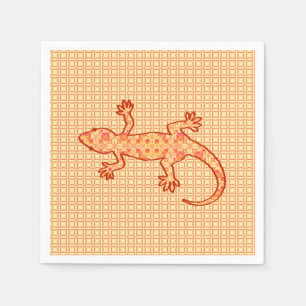 Serviette Jetable Batik tribal Gecko - corail et orange clair
