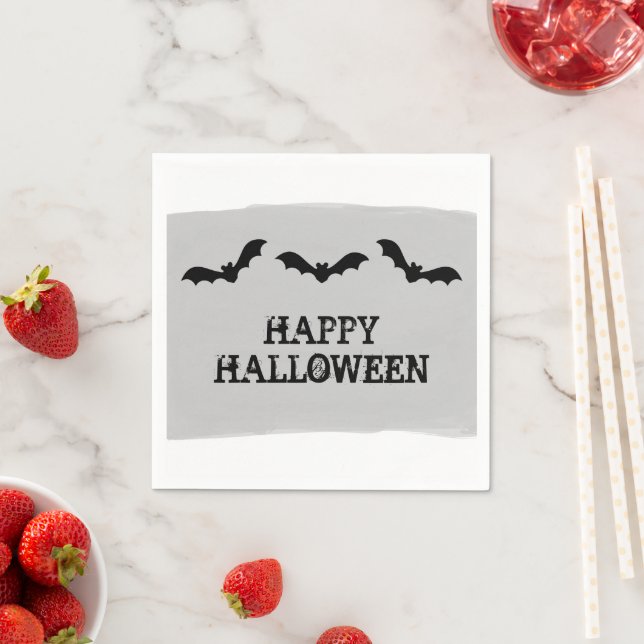 Serviette Jetable Bats gris aquarelle Halloween Papier Naples (En situation)