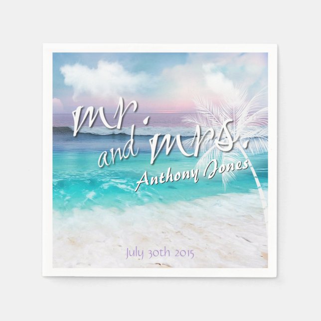 SERVIETTE JETABLE BEAU PAPIER TROPICAL OCEAN SOLEIL NAPKINS (Devant)