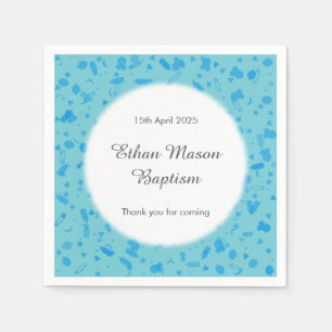 Serviette Jetable Bébé Bleu Confetti Baptême Christening