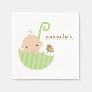 Serviette Jetable Bébé dans Baby shower parapluie vert