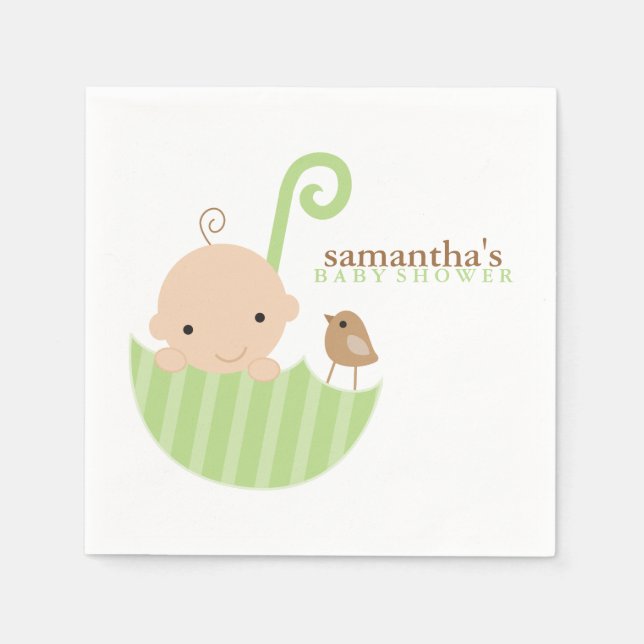 Serviette Jetable Bébé dans Baby shower parapluie vert (Devant)
