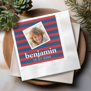 Serviette Jetable Bébé photo et anniversaire mignon garçon Motif 