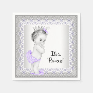 Serviette Jetable Bébé violet et gris Douche fille