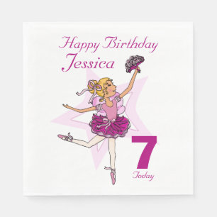 Serviette Jetable Belle ballerine filles 7ème anniversaire serviette