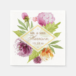 Serviette Jetable Belle florale M. et Mme Mariage