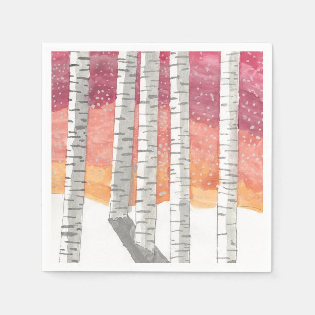 Serviette Jetable Birch Dans La Neige (Devant)
