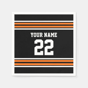 Serviette Jetable Black avec Orange White Stripes Team Jersey