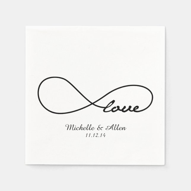 Serviette Jetable Black Love Infinity Papier Mariage ensemble de ser (Devant)