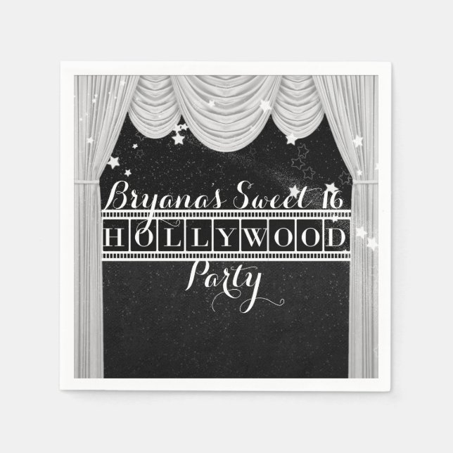 Serviette Jetable Black & White HOLLYWOOD rideaux élégante fête (Devant)