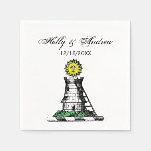 Serviette Jetable Blason héraldique médiéval vintage emblème de chât