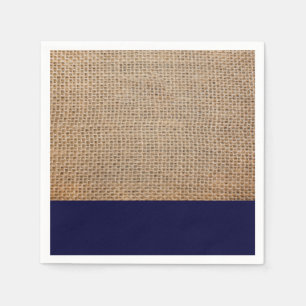 Serviette Jetable Bleu Burlap & Navy
