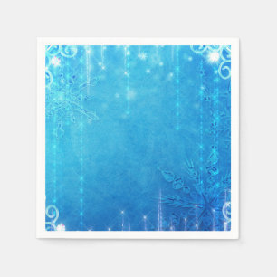 Serviette Jetable Bleu étincelant glace gelée Fête des mariées d'hiv