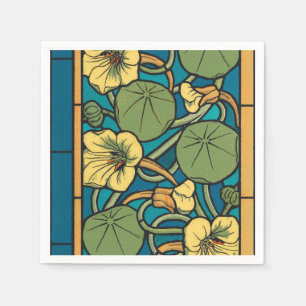 Serviette Jetable Bleu jaune Nasturtium Fleur Nouveau Motif