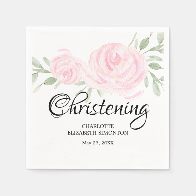 Serviette Jetable Bleu rose rose personnalisé (Devant)
