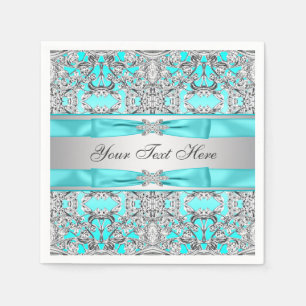 Serviette Jetable Bleu sarcelle et argent