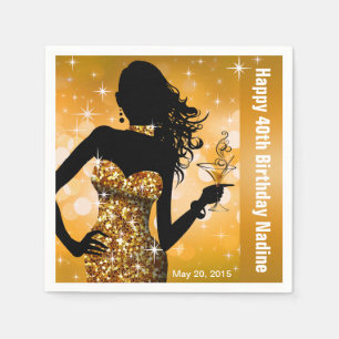 Serviette Jetable Bling Bombshell Sparkle fête d'anniversaire doré