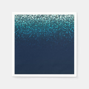 Serviette Jetable Blue Aqua Navy Parties scintillant Étincelle fête 