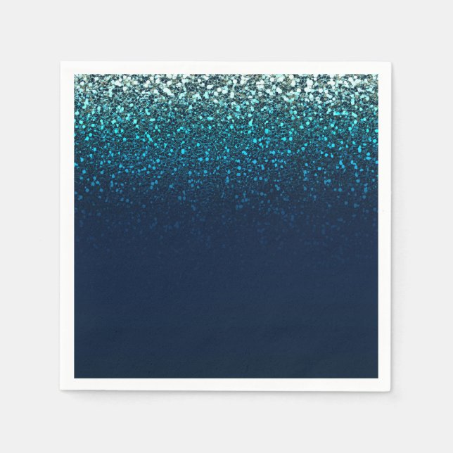 Serviette Jetable Blue Aqua Navy Parties scintillant Étincelle fête  (Devant)