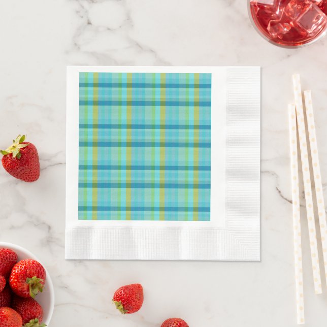 Serviette Jetable Blue Plaid par Shirley Taylor (En situation)