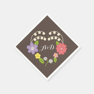 Serviette Jetable Boho Rustic Floral Mariage