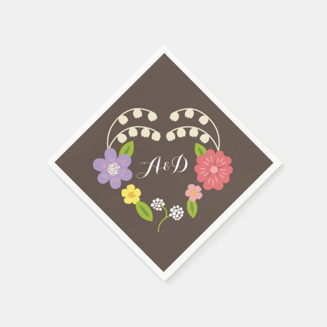Serviette Jetable Boho Rustic Floral Mariage (Coin)