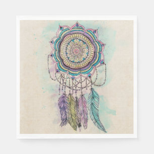 Serviette Jetable Boho Watercolor Mandala Dreamcatcher