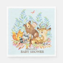 Serviette Jetable Bois Animaux Baby shower Papier Naples