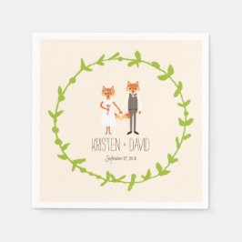Serviette Jetable Bois de Whimsical Renards mariage d'ivoire