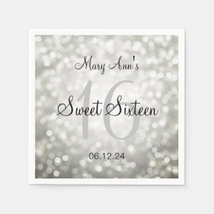 Serviette Jetable Bonbon élégant 16 lumières argentées de partie