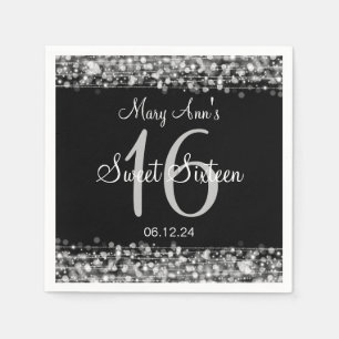Serviette Jetable Bonbon élégant argent de 16 étincelles de fête