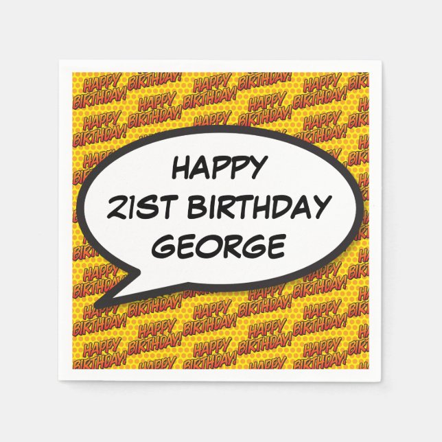 Serviette Jetable BONJOUR D'ANNIVERSAIRE Personnalisé Fun Speech Bub (Devant)