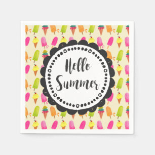 Serviette Jetable Bonjour Popsicles d'été et crème glacée