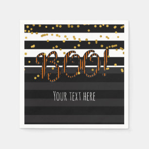 Serviette Jetable Boo ! Black & Orange White Gold Halloween Party
