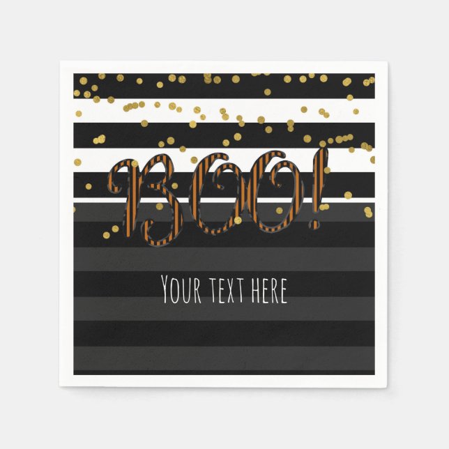 Serviette Jetable Boo ! Black & Orange White Gold Halloween Party (Devant)