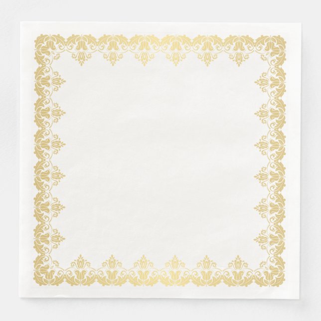 Serviette Jetable Bordure Papier Napkins-Or (Devant)