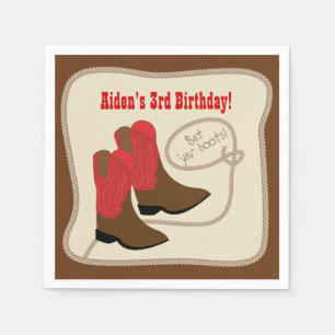 Serviette Jetable Bottes de cow-boy rouges fête d'anniversaire weste