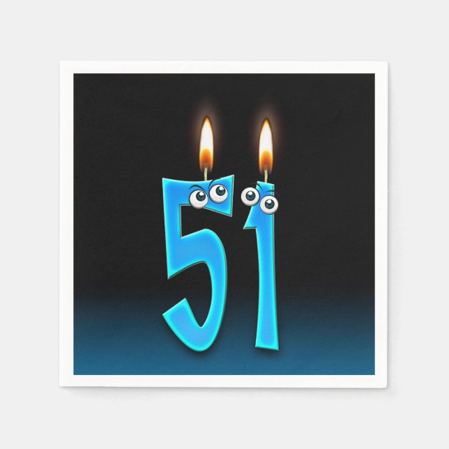 Serviette Jetable Bougie de 51e anniversaire aux globes oculaires (Devant)