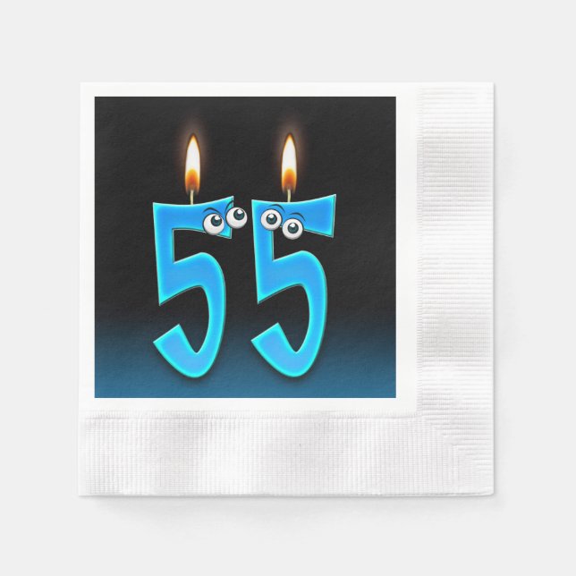 Serviette Jetable Bougie de 55e anniversaire aux globes oculaires (Devant)