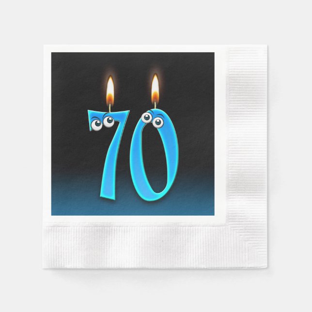 Serviette Jetable Bougie de 70e anniversaire aux globes oculaires (Devant)