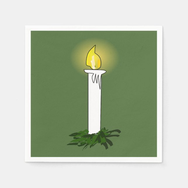 Serviette Jetable Bougie de l'Avent Green Standard Cocktail Papier N (Devant)