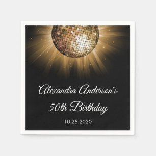 Serviette Jetable Boule Disco Gold 50th Birthday Party