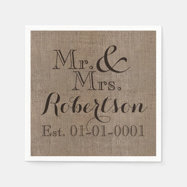 Serviette Jetable Boule-Look Rustique Mariage personnalisable (Devant)